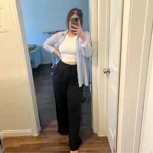 H&M black high rise wide leg pants